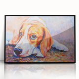 Framed wall art featuring a stylish beagle design in black acrylic, showcasing a playful and modern aesthetic ideal for dog lovers' home decor.