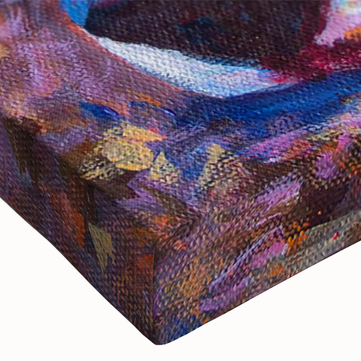 Close-up of a vibrant stretched canvas wall art featuring a beagle design, showcasing rich colors and detailed textures, ideal for dog lovers' home decor.