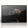 Framed wall art featuring a stylish black acrylic design showcasing a boxer dog in a modern silhouette, perfect for pet lovers and home decor enthusiasts.