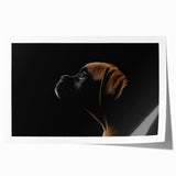 Boxer dog wall art print showcasing vibrant colors and intricate design details, ideal for pet lovers' home decor or dog-themed collections, rolled for easy display.
