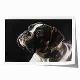 Boxer dog wall art print showcasing a vibrant, dynamic design with bold colors, ideal for dog lovers' home decor. Perfect for adding character to living spaces.