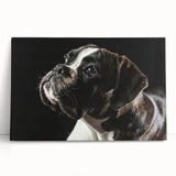 Boxer dog-themed wall art collection on stretched canvas, featuring vibrant colors and playful design, perfect for enhancing home decor and celebrating canine love.