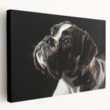 Boxer dog wall art collection on stretched canvas, showcasing vibrant colors and detailed design elements, perfect for pet lovers' home decor.