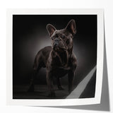 Glossy wall art print featuring a playful bulldog design, showcasing vibrant colors and detailed textures, perfect for home decor or pet lovers.