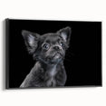 Framed wall art featuring a stylish black bulldog design on canvas, showcasing a side view of the dog with intricate details and textures, perfect for pet lovers.