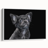 Framed canvas wall art featuring a stylish bulldog design, showcasing a white background and a side view of the dog's unique facial features, perfect for pet lovers' home decor.