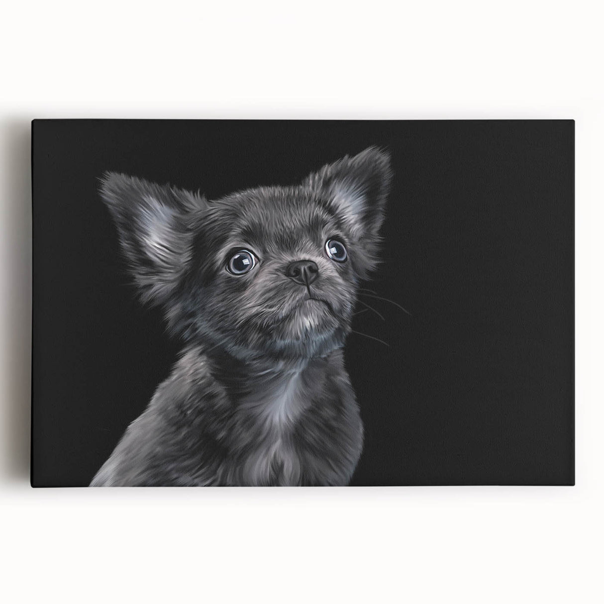 Stretched canvas wall art featuring a detailed bulldog design, showcasing its playful expression and unique textures, ideal for dog lovers and home decor.