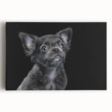 Stretched canvas wall art featuring a detailed bulldog design, showcasing its playful expression and unique textures, ideal for dog lovers and home decor.