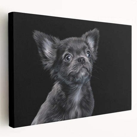 Stretched canvas wall art featuring a stylish bulldog design, showcasing a side view of the dog with vibrant colors and intricate details, perfect for pet lovers' decor.