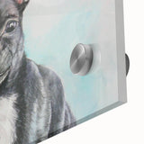 Close-up of a Chihuahua wall art design featuring vibrant colors and intricate details, printed on acrylic glass, perfect for pet lovers and home decoration.