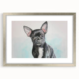 Charming wall art featuring a silver-framed design of a Chihuahua, complete with a mat. This stylish decor adds a playful touch to any room, perfect for dog lovers.