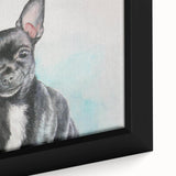 Charming close-up of a framed canvas wall art featuring a stylized Chihuahua design, showcasing vibrant colors and intricate details that enhance any pet lover's decor.