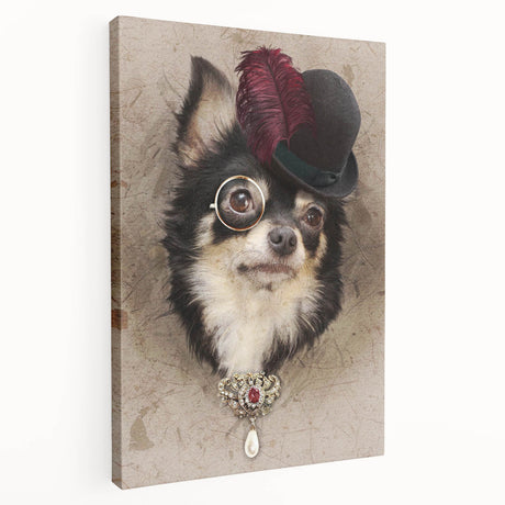 Chihuahua wall art collection in vibrant colors, showcasing a playful design on stretched canvas, perfect for dog lovers’ home decor.