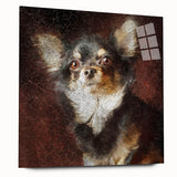 Chihuahua dog wall art collection in vibrant colors, showcasing acrylic glass design from a side view, ideal for pet lovers and home decor enthusiasts.