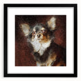 Framed wall art collection showcasing a stylish black mat and a chic front view design featuring adorable Chihuahuas, perfect for dog lovers' home decor.