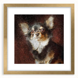 Chihuahua-themed wall art collection framed in gold, showcasing a stylish design with matting, perfect for dog lovers and home decor enthusiasts.