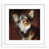 Chihuahua-themed wall art collection in a sleek white frame, showcasing adorable dog designs with vibrant colors, perfect for pet lovers' home decor.