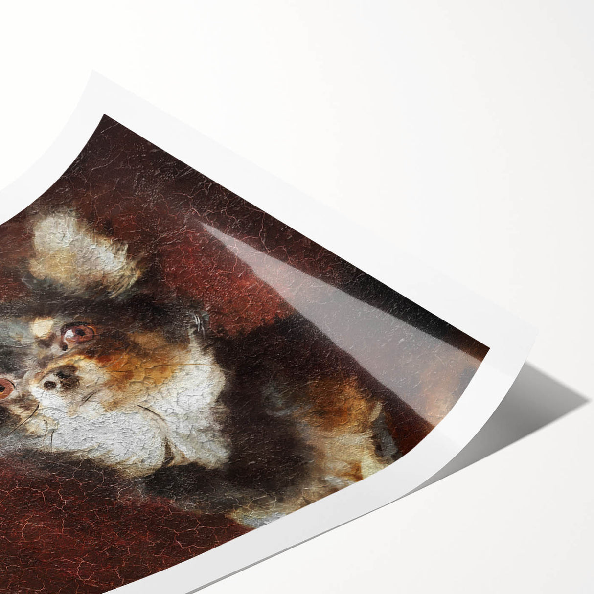 Charming rolled print of a Chihuahua design, showcasing vibrant colors and playful patterns, perfect for dog lovers' home decor. Ideal for adding character to any room.