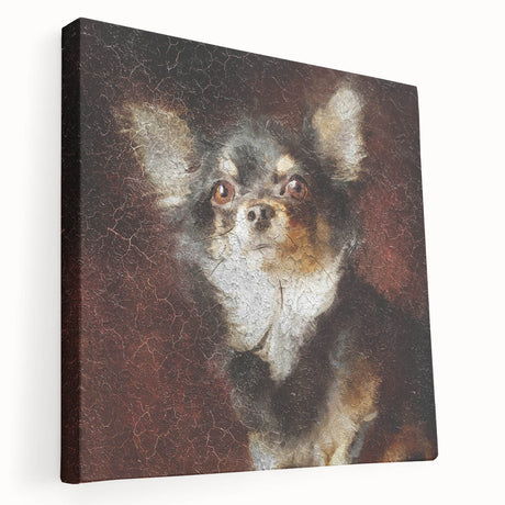 Charming wall art featuring a side view of a playful Chihuahua design on stretched canvas, showcasing vibrant colors and intricate details, perfect for dog lovers.