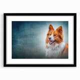 Framed wall art featuring a stylish black mat showcasing a vibrant Collie dog design, perfect for pet lovers looking to enhance home decor with canine-themed art.