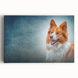 Collie dog wall art design on stretched canvas, showcasing vibrant colors and detailed fur textures, perfect for pet lovers' home decor.