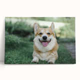 Corgi-themed stretched canvas wall art showcasing playful corgis in vibrant colors, ideal for dog lovers' home decor and adding charm to any room.