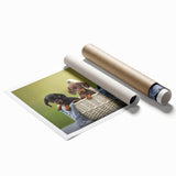 Dachshund-themed wall art print showcasing a playful design of a cute dachshund with vibrant colors, rolled and ready for framing, perfect for dog lovers' decor.