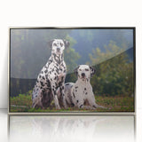 Framed wall art featuring a sleek silver-acrylic design showcasing a Dalmatian illustration, perfect for dog lovers and modern home decor.