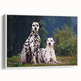 Framed canvas wall art showcasing a Dalmatian design in a white frame, ideal for dog lovers and home decor enthusiasts, enhancing interior aesthetics.