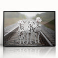 Framed acrylic wall art featuring a striking Dalmatian design on a black background, ideal for dog lovers and modern home decor, showcasing vibrant colors and intricate details.