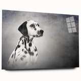 Dalmatian-themed wall art collection displayed in a side view, showcasing vibrant acrylic glass design with intricate details, perfect for dog lovers' décor.