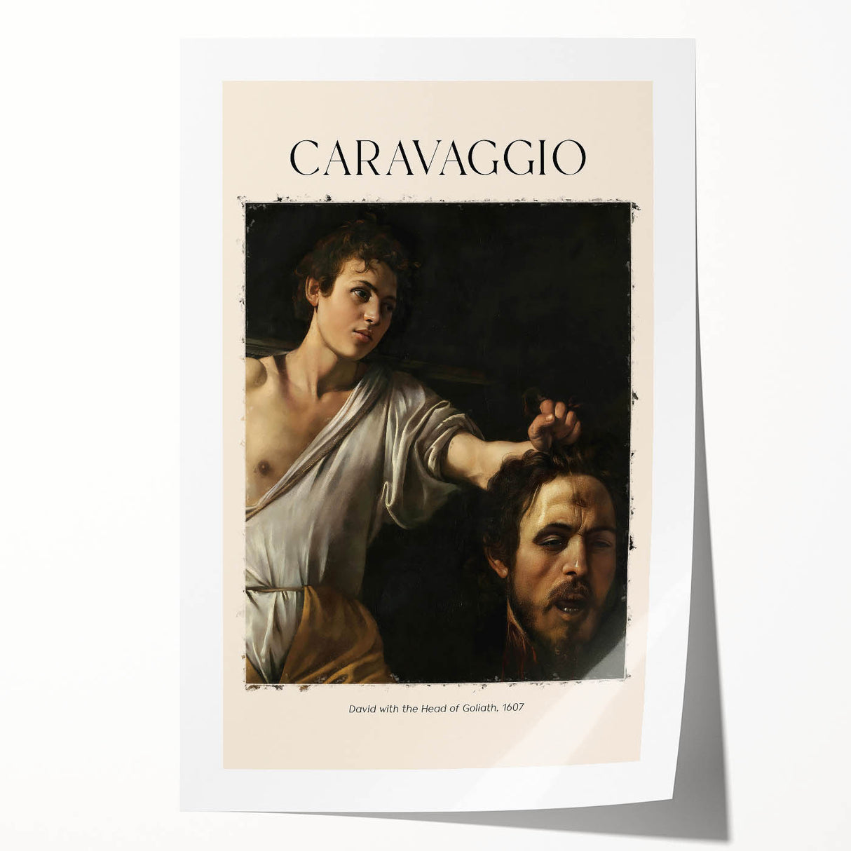 Extra large rolled print of a Caravaggio-inspired floral scene in muted earth tones, ideal for art wall dining room decor.