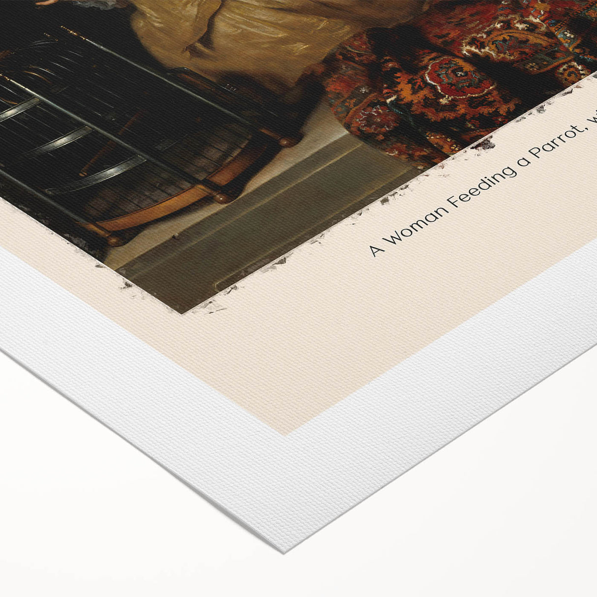 Art deco poster featuring a detailed Johannes Vermeer design in soft pastel shades on rolled canvas.