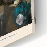 Mid-century modernist art print on acrylic glass featuring abstract shapes in earth tones, ideal for dining room art.