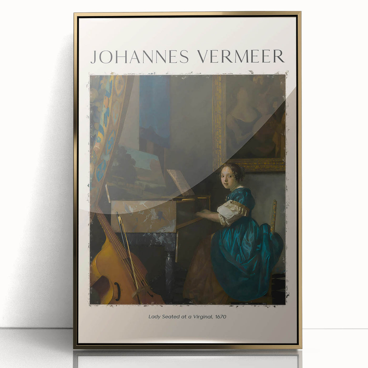 Mid-century modernist art depicting a serene domestic scene in soft pastel shades, framed acrylic ideal for nursery wall art.