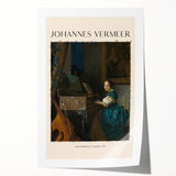 Rolled print of Johannes Vermeer's style featuring delicate floral designs in soft pastel shades.