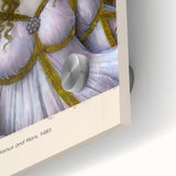 Mid-century modernist art depicting abstract shapes in muted earth tones on large acrylic glass, ideal for dining room art.