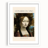 Extra large abstract art print depicting a textured interpretation of Leonardo da Vinci's work in a white frame.