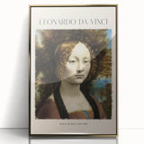 Mid-century modernist art depicting Leonardo da Vinci in muted earth tones on a framed acrylic, ideal for nursery wall art.