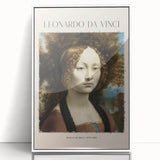 Acrylic print of Leonardo da Vinci's artwork in a white frame, featuring muted earth tones, ideal for nursery wall art.