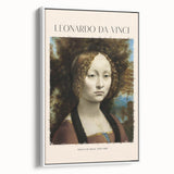 Framed canvas of a Leonardo da Vinci landscape painting in muted earth tones, ideal for bedroom wall art.