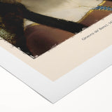 Art deco poster featuring a monochrome Leonardo da Vinci sketch on rolled canvas, suitable for dining room or bathroom walls.