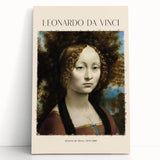 Black and white print of Leonardo da Vinci's sketches on stretched canvas, suitable as kitchen wall art or bedroom decor.