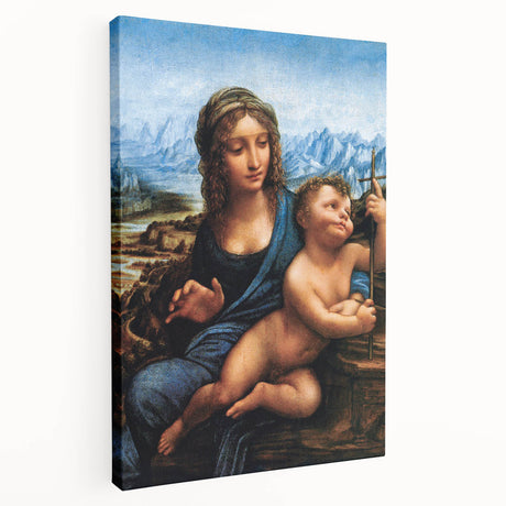 Side view of a stretched canvas featuring a detailed Leonardo da Vinci sketch, ideal for kitchen wall art.