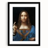 Extra large abstract art print featuring a colorful, textured depiction of Leonardo da Vinci’s design, framed in black.