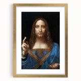 Textured abstract art print of Leonardo da Vinci design in gold frame, ideal for bedroom art.