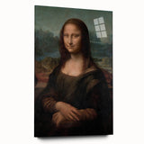 Acrylic print of a large abstract interpretation of da Vinci's work, in muted earth tones.