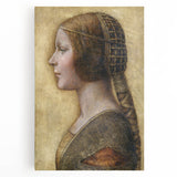 Black and white stretched canvas of Leonardo da Vinci's design, ideal for kitchen art.