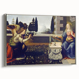 Extra large vintage poster art of Leonardo da Vinci on a framed canvas.