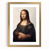 Textured art print depicting an abstract interpretation of Leonardo da Vinci's work in gold frame.